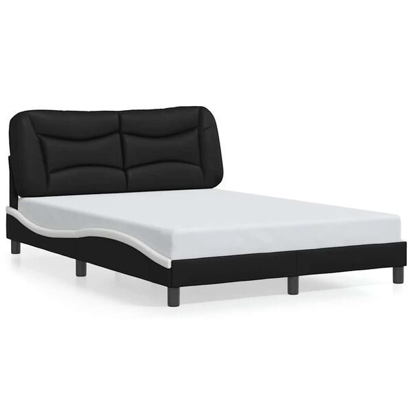 vidaXL Giroletto senza Materasso Hvar Nero e Bianco 140x190 cm in Similpelle