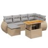 vidaXL Set Divani da Giardino 7 pz con Cuscini Beige in Polyrattan