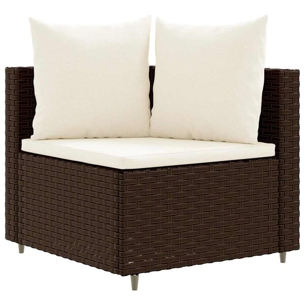 vidaXL Set Divani da Giardino 10pz con Cuscini in Polyrattan Marrone