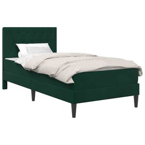 vidaXL Struttura letto con materasso Verde Scuro 90 x 190 cm Velluto