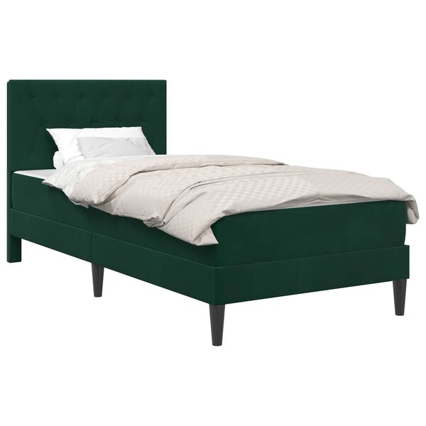 vidaXL Struttura letto con materasso Verde Scuro 90 x 190 cm Velluto