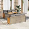 vidaXL Set Divani da Giardino 7 pz con Cuscini Beige Polyrattan Acacia