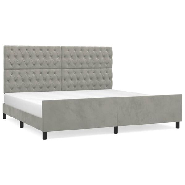 vidaXL Giroletto senza Materasso Grigio Chiaro 200x200 cm Velluto