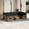 vidaXL Set Divano da Giardino 10 pz con Cuscini Grigio in Polyrattan