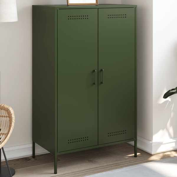 vidaXL Credenza Verde Oliva 68x39x113 cm in Acciaio