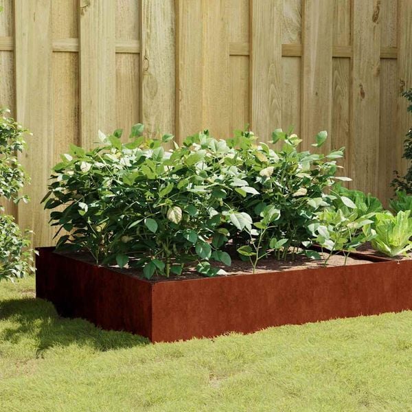 vidaXL Fioriera Rialzata da Giardino 100x100x41 cm in Acciaio Corten