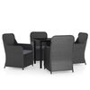 vidaXL Set da Pranzo da Giardino 5 pz con Cuscini Nero