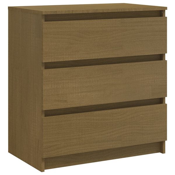 vidaXL Comodino Marrone Ambrato 60x36x64 cm in Legno Massello di Pino