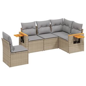 vidaXL Set Divano da Giardino 5 pz con Cuscini Beige in Polyrattan