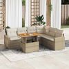 vidaXL Set Divani da Giardino 7 pz con Cuscini Beige in Polyrattan