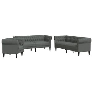 vidaXL Set di Divani 3 pz Grigio Scuro in Tessuto