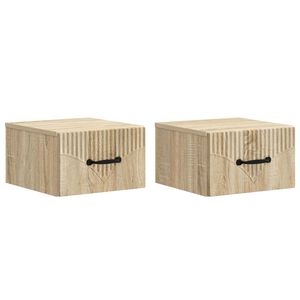 vidaXL Mobiletto da notte a muro 2 pcs Rovere Sonoma 34,5 x 33 x 20 cm