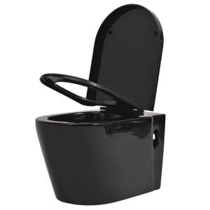 vidaXL WC Sospeso in Ceramica Nera