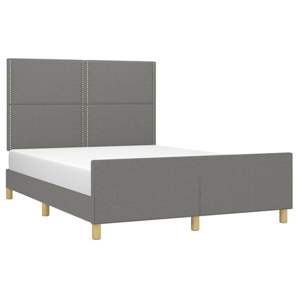 vidaXL Giroletto senza Materasso Grigio Scuro 140x190 cm Tessuto