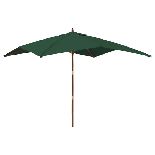 vidaXL Ombrellone da Giardino con Palo in Legno Verde 300x300x273 cm