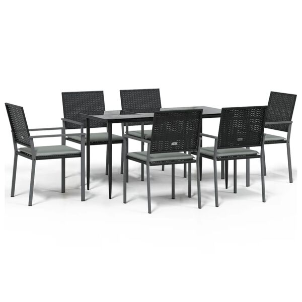 vidaXL Set Pranzo da Giardino 7 pz con Cuscini in Polyrattan e Acciaio