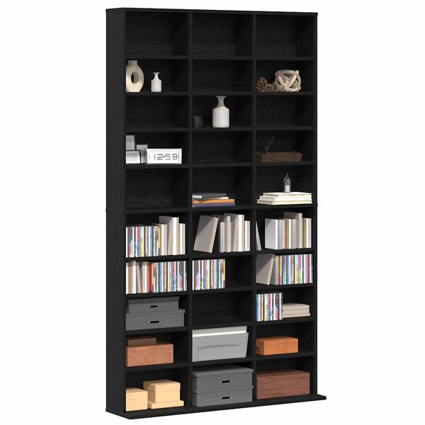 vidaXL Mobile porta CD con lo scaffale Rovere nero 101 x 23 x 177.5 cm