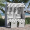 vidaXL Strandkorb Cuscini Polyrattan e Legno Massello Grigio e Bianco