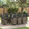 vidaXL Set da Pranzo per Giardino con cuscino 9 pcs Grigio Poly Rattan
