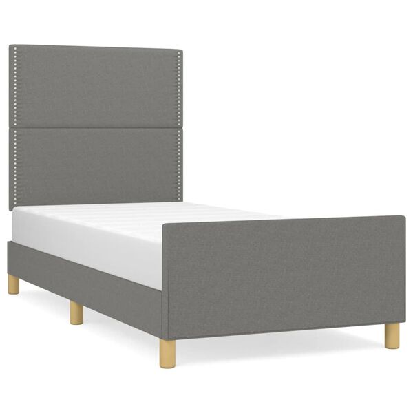 vidaXL Giroletto senza Materasso Grigio Scuro 90x190 cm Tessuto