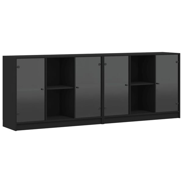 vidaXL Libreria con Ante Nera 204x37x75 cm in Legno Multistrato