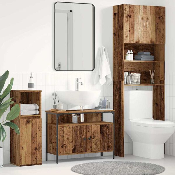 vidaXL Armadio per Lavabo da Bagno Legno vecchio 80 x 30 x 60 cm