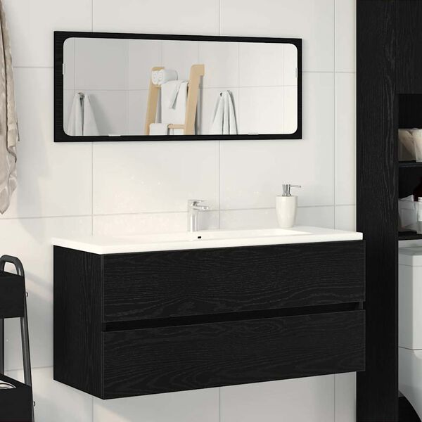 vidaXL Mobile Lavabo Rovere Nero 100x38,5x45 cm Legno Multistrato