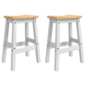 VidaXL Sgabello da bar 2 pcs Bianco e Cera di Miele 44 x 30 x 63 cm