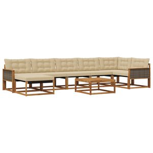 vidaXL Set di divani da esterno con cuscino 8 pcs Naturale e Beige