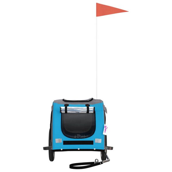 vidaXL Rimorchio da Bici per Animali Blu e Grigio Oxford e Ferro