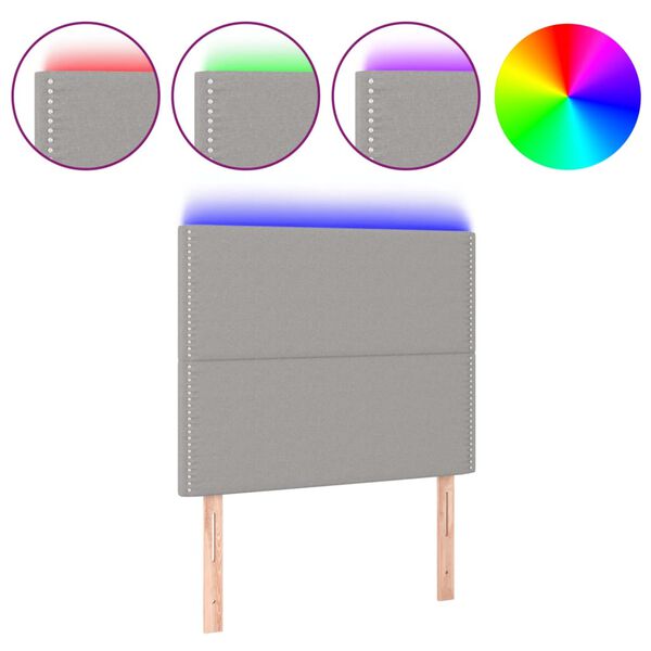 vidaXL Testiera a LED Grigio Chiaro 90x5x118/128 cm in Tessuto