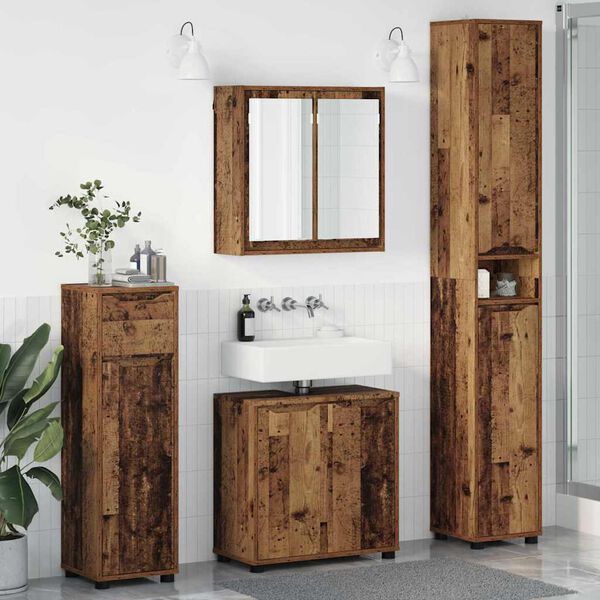 vidaXL Set di mobili per il bagno con cassetto 4 pcs Legno vecchio
