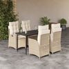 vidaXL Set da Pranzo da Giardino 5 pz con Cuscini Beige in Polyrattan