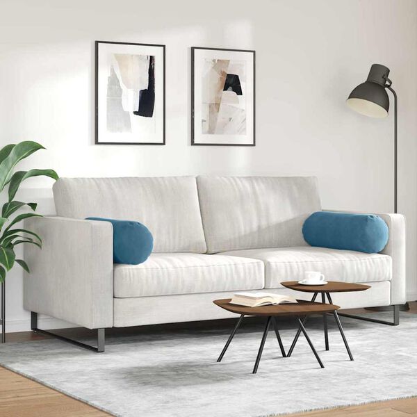 vidaXL Cuscini a rullo 2 pcs Blu Ø 25 x 70 cm Tessuto in Cords