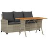 vidaXL Divano 3 Posti con Cuscini e Tavolo Grigio Chiaro Polyrattan