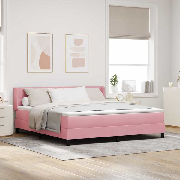 vidaXL Letto a molle con materasso Rosa 200 x 180 cm Velluto