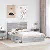 vidaXL Letto con Contenitore con testiera Grigio Sonoma 140 x 200 cm