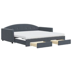 vidaXL Divano Letto Estraibile Cassetti Grigio Scuro 100x200cm Velluto