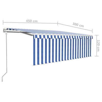 vidaXL Tenda Sole Retrattile Automatica con Parasole 4x3,5m Blu Bianco