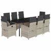 vidaXL Set Pranzo da Giardino 9pz con Cuscini Grigio Chiaro Polyrattan