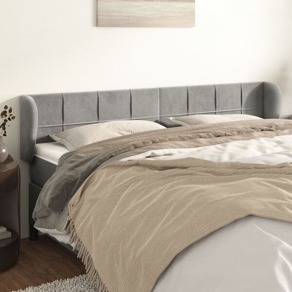 vidaXL Testiera ad Orecchio Grigio Chiaro 163x23x78/88 cm in Velluto