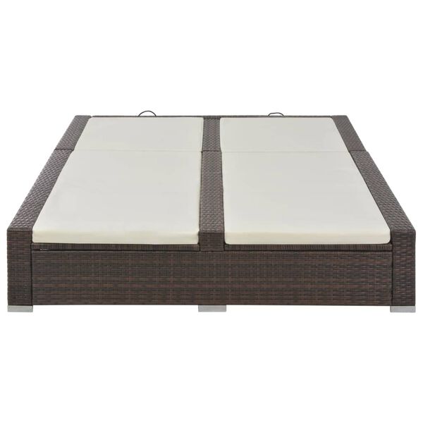 vidaXL Lettino Prendisole Doppio in Polyrattan Marrone