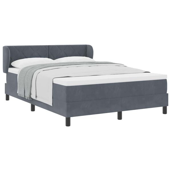 vidaXL Letto a molle con materasso Grigio scuro 140 x 200 cm Velluto