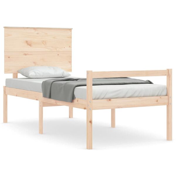vidaXL Letto per Anziani con Testiera 100x200 cm in Legno Massello