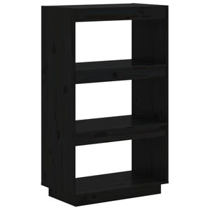 vidaXL Libreria/Divisorio Nero 60x35x103 cm in Legno Massello di Pino
