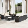 vidaXL Set Divano da Giardino con cuscino 10 pcs Nero polyrattan