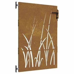 vidaXL Cancello da giardino 85x125 cm in acciaio Corten con design erba