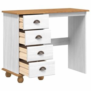 vidaXL Scrivania ASKIM Bianco 95 x 40 x 75 cm Pino massello