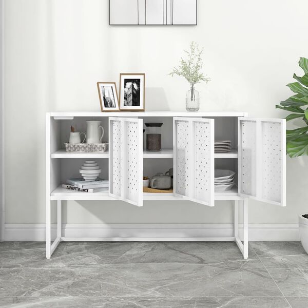 vidaXL Credenza Bianca 105x35x75 cm in Acciaio