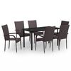 vidaXL Set da Pranzo per Giardino 7 pz con Cuscini Marrone e Nero